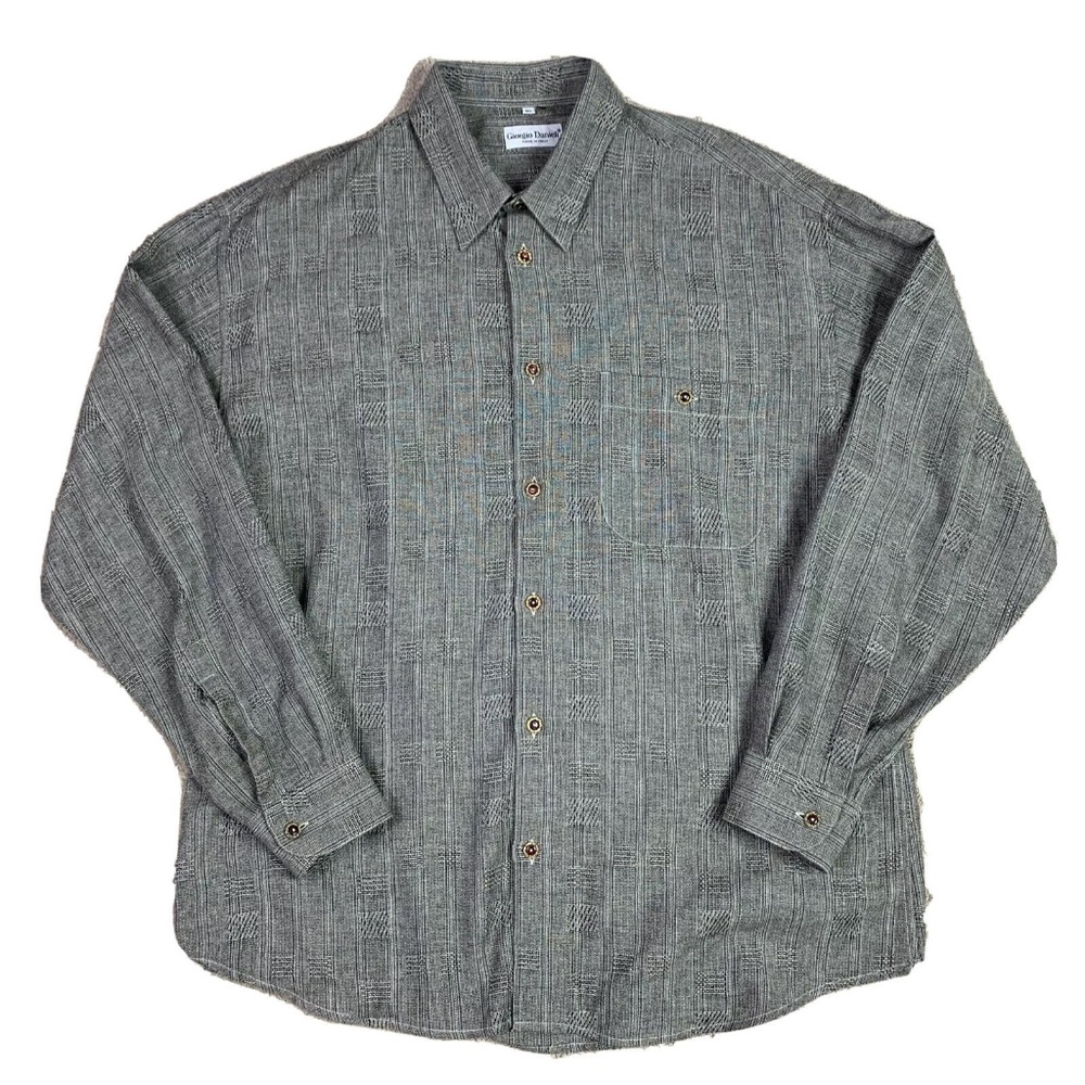 Giorgio Danieli Italy Gold Botton Up Long Sleeve Shirt Men's Size XL Gray